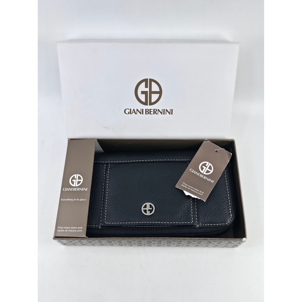 Giani Bernini Wallet Softy Core Double Zip Around Leather Black New With Box